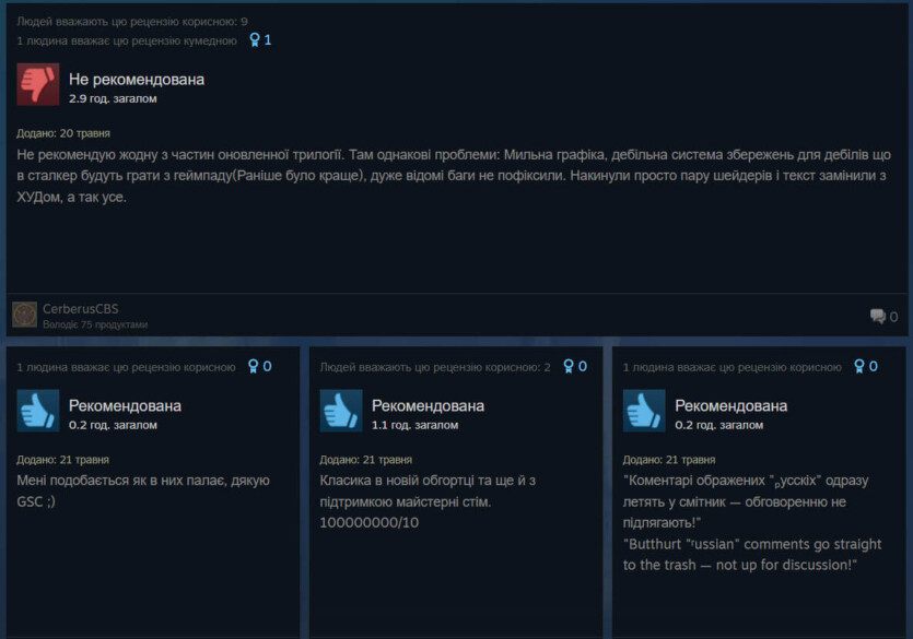 Оновлену трилогію S.T.A.L.K.E.R. «бомбардують» відгуками в Steam — за відсутність російської озвучки і радянських пам'яток