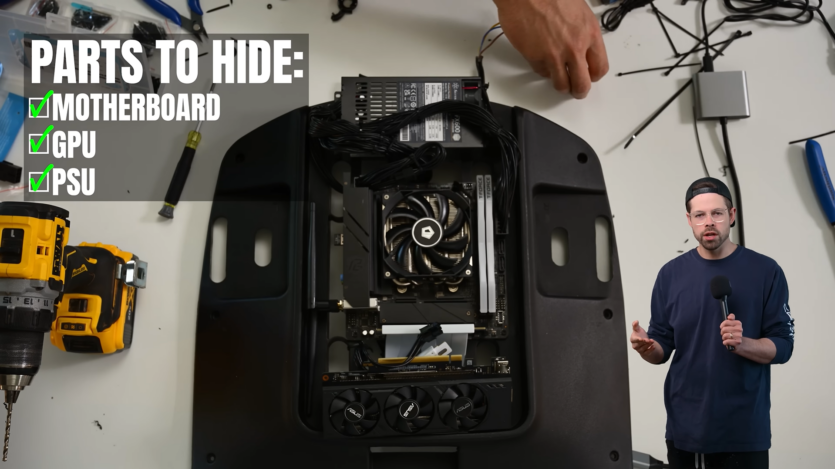 Ютубер розмістив ПК з NVIDIA RTX 4060 у кріслі &mdash; підгоріти може по-справжньом