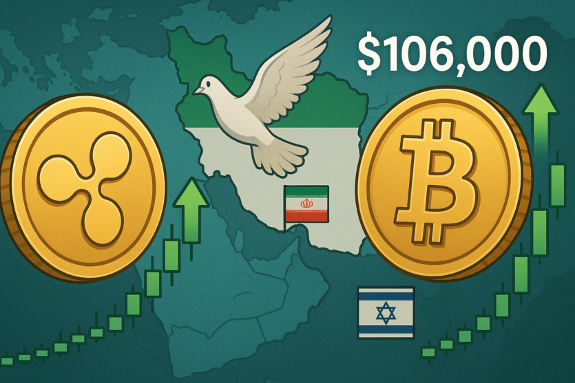 XRP зростає, біткоїн перевищив $106 тис. на тлі припинення вогню між Іраном та Ізраїлем