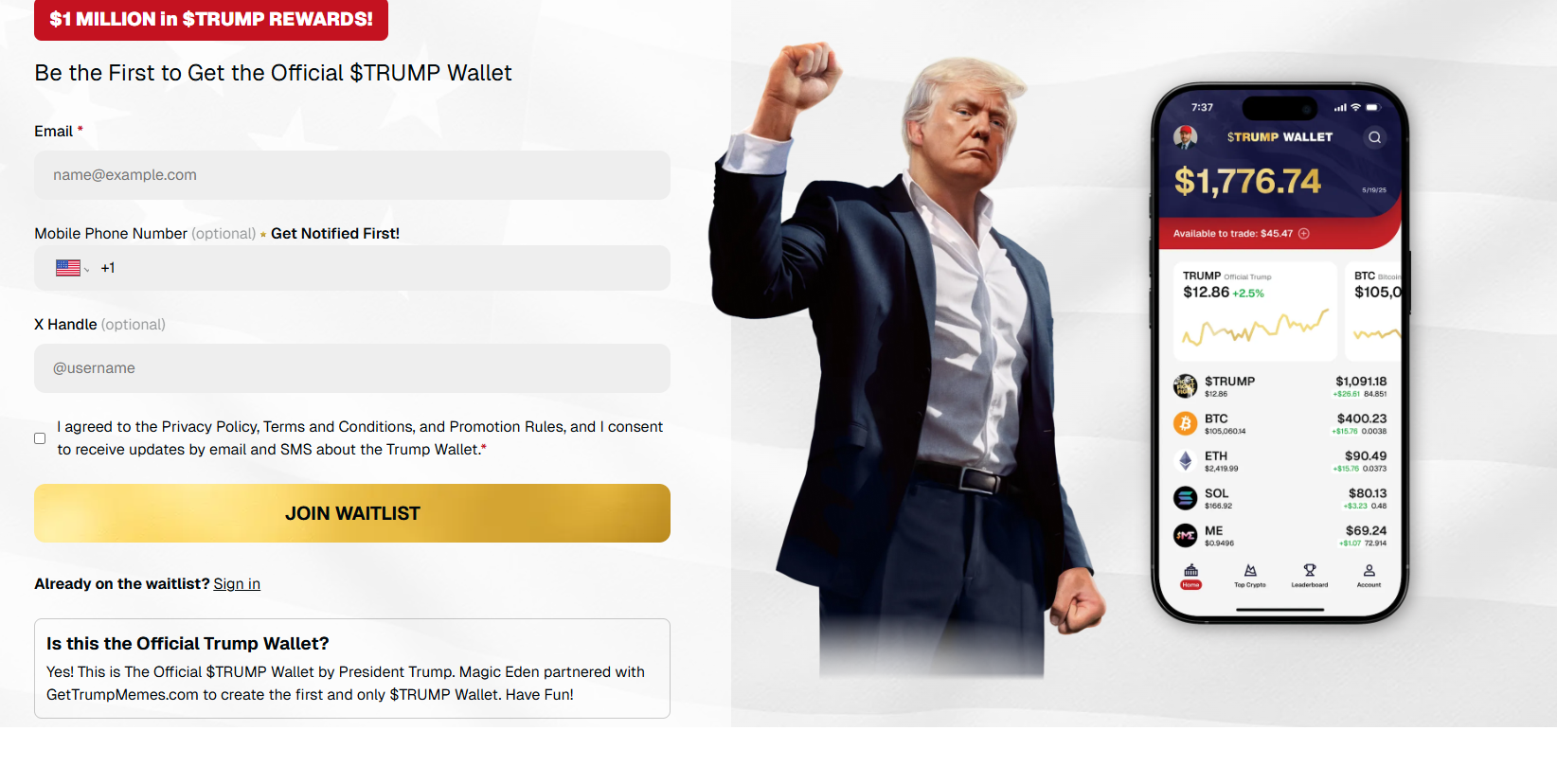 TRUMP запустить криптогаманець у партнерстві з Magic Eden, але є нюанси