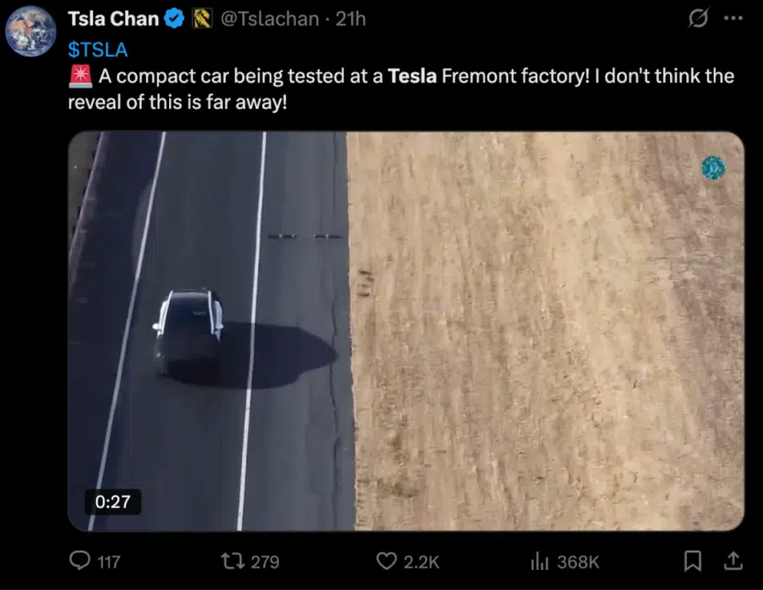 Дешевша Tesla чи зменшена Model Y? Помічений дивний прототип авто