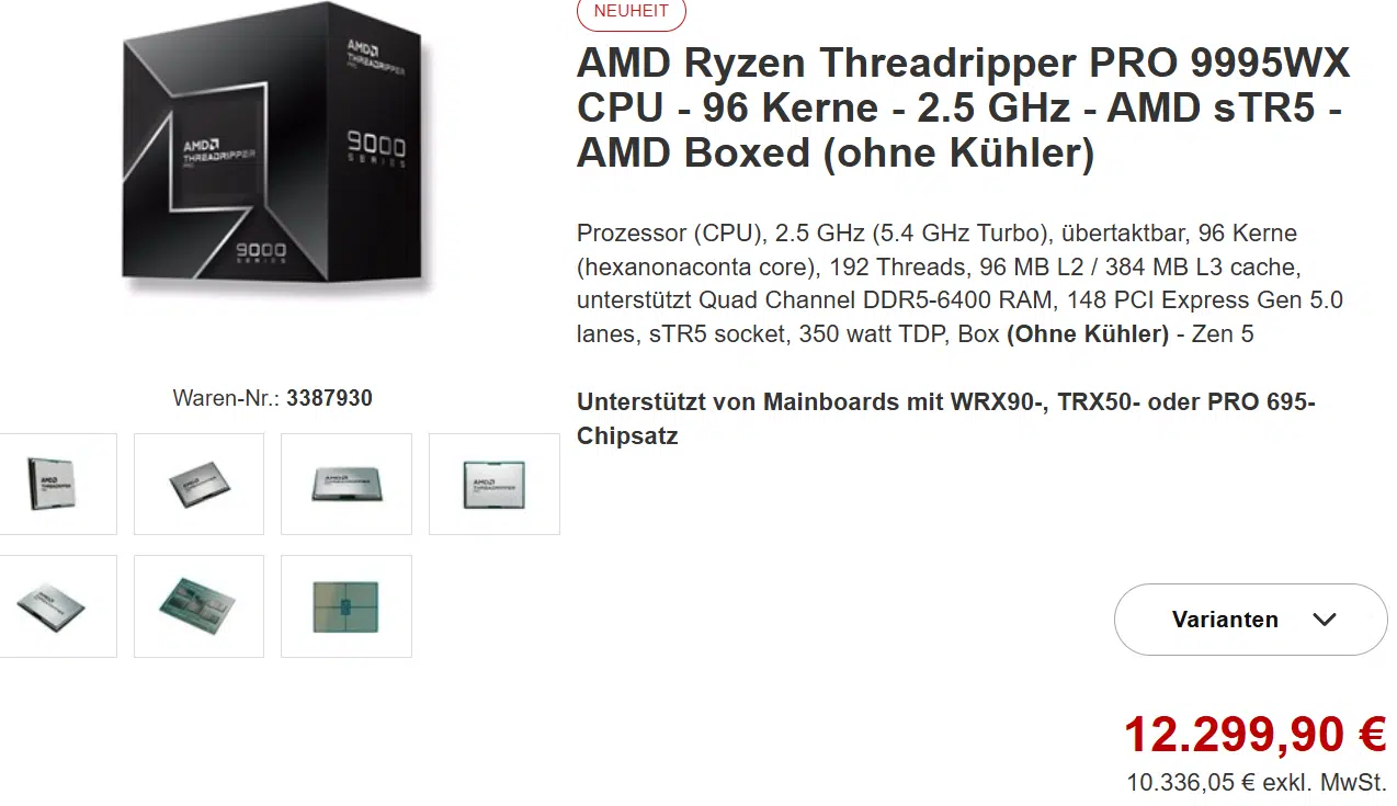 Процесор за $12 800: тест AMD Threadripper PRO 9995WX в Geekbench