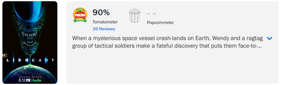 Серіал "Чужий: Земля" оцінили у 90% на Rotten Tomatoes — найвищий рейтинг у франшизі з часів "Чужих" Кемерона