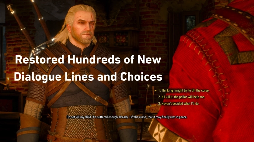 Велетенський мод The Witcher 3 містить 5750 виправлень гри та вирізаний контент