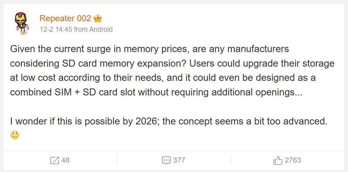 Виробники смартфонів хочуть повернути microSD, щоб перекласти придбання пам'яті на користувача