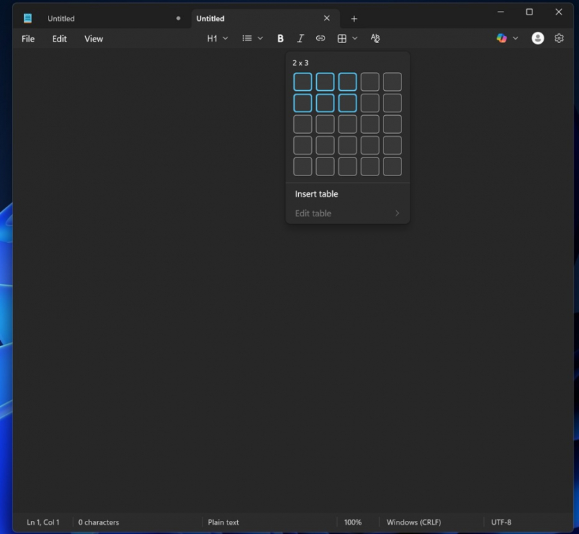 Microsoft оновила "Блокнот" у Windows 11: створення таблиць і ШІ-стримінг