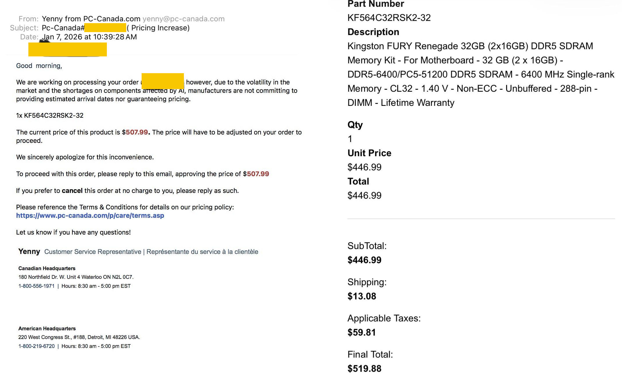 &ldquo;Доплатити або скасувати&rdquo;: магазин зажадав більше грошей за DDR5, вартість якої підтвердив напередодні