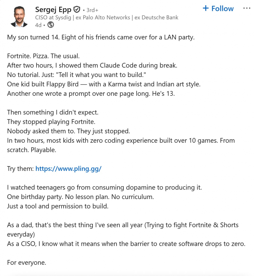 День народження з Claude Code: підлітки створили з нуля 10 ігор за 2 години
