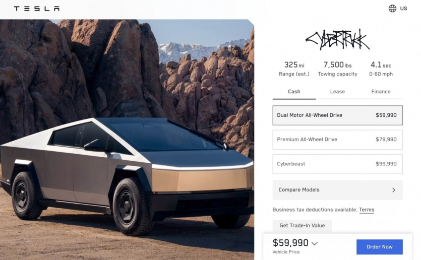 Tesla знизила ціну Cybertruck до $59 990 і здешевила Cyberbeast на $12 800