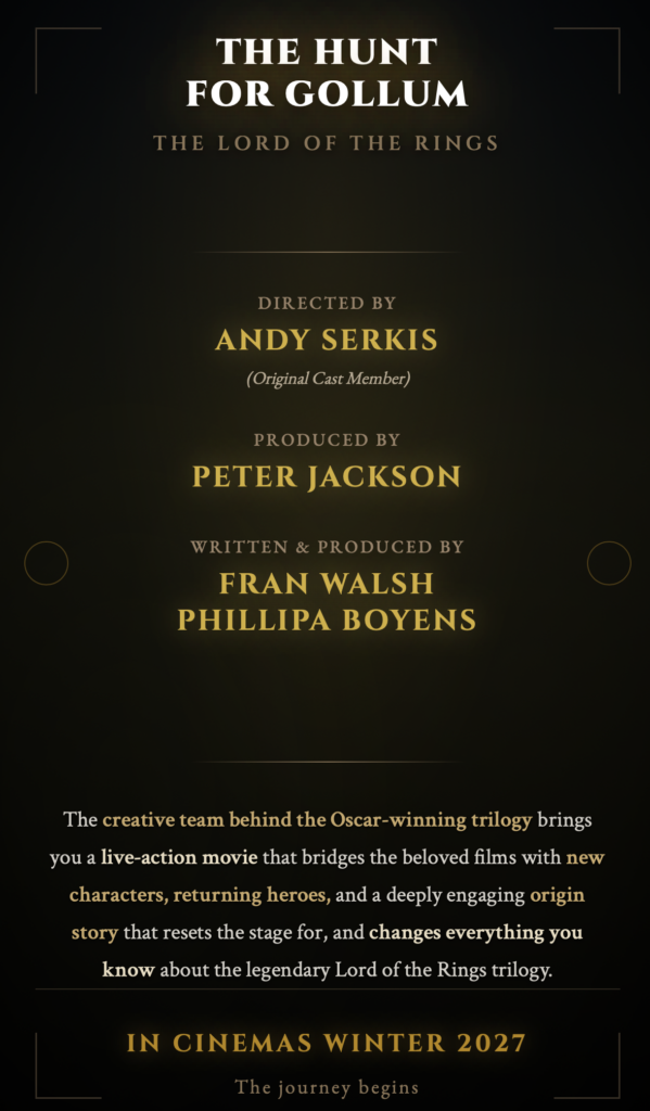 Новий "Володар перснів" покаже юність Смеаґола-аутсайдера і поверне Більбо Беґґінса