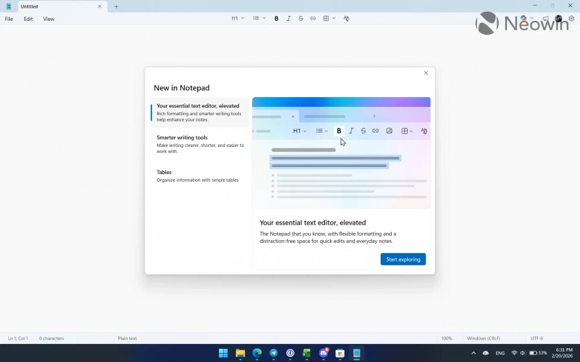 Microsoft додала у новий "Блокнот" підтримку зображень