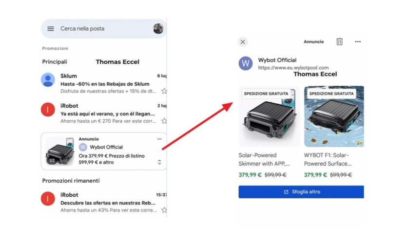 Gmail як маркетплейс: Google тестує покупки прямо у поштовій рекламі