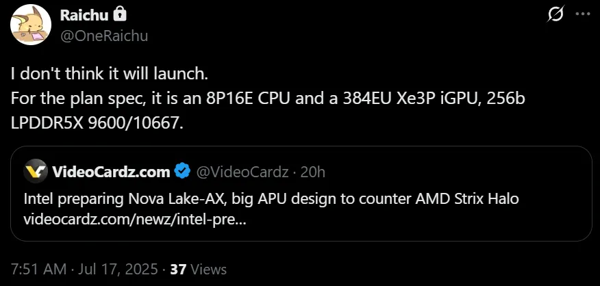Intel Nova Lake-AX &mdash; 28 ядер процесора, 48 ядер GPU Xe3, але може не вийти